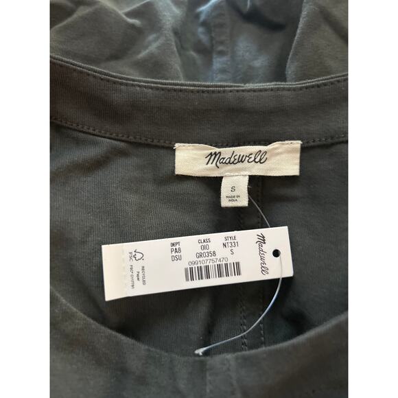 Madewell Women's Crew Neck Puff-Sleeve Relaxed Tee Dark Green S Small New - Picture 9 of 9